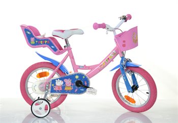 Billede af 12" Licens Gurli Gris cykel med cykelkurv og cykelstol
