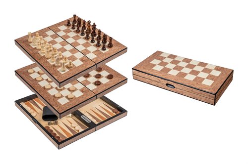 Køb Skak-, backgammon- og damspil, feltstørrelse 40 mm, med magnetisk lukning. - Pris 478.00 kr.