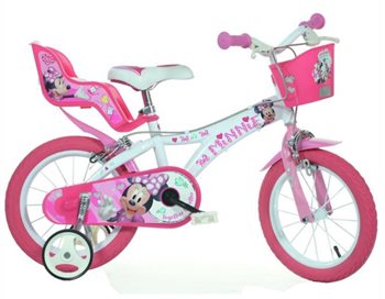 Billede af 14" Licens Minnie cykel med cykelkurv og cykelstol